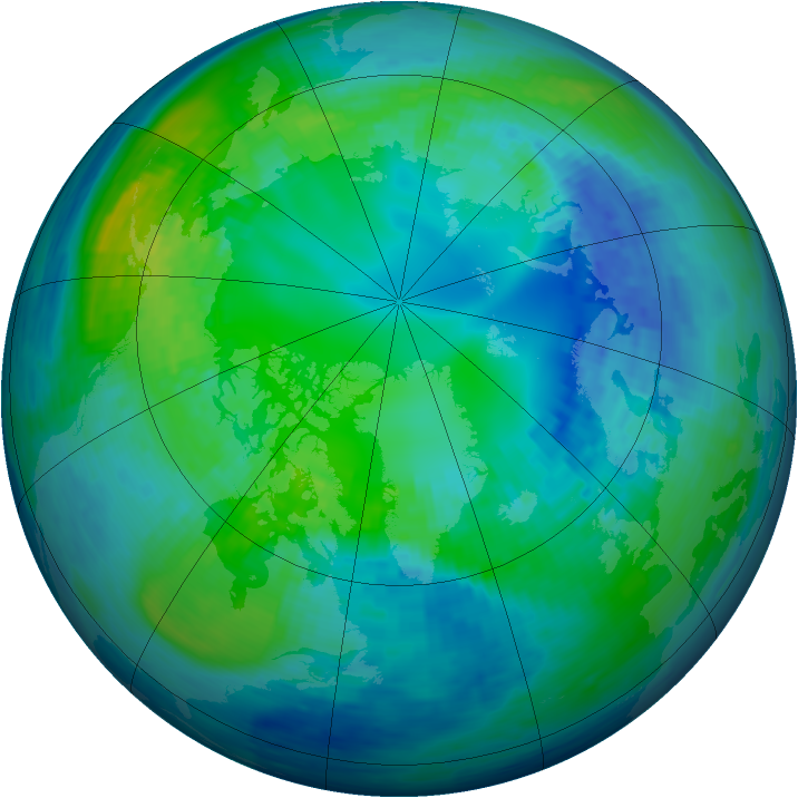 Arctic ozone map for 25 October 1994